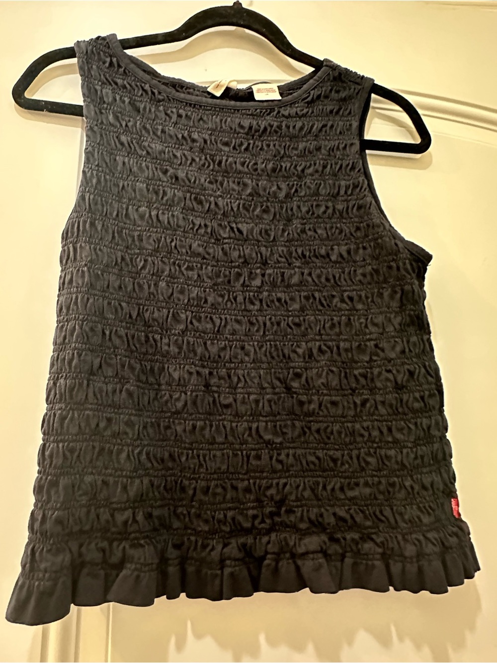 Levi's Black Smocked Ruffle-Hem Tank